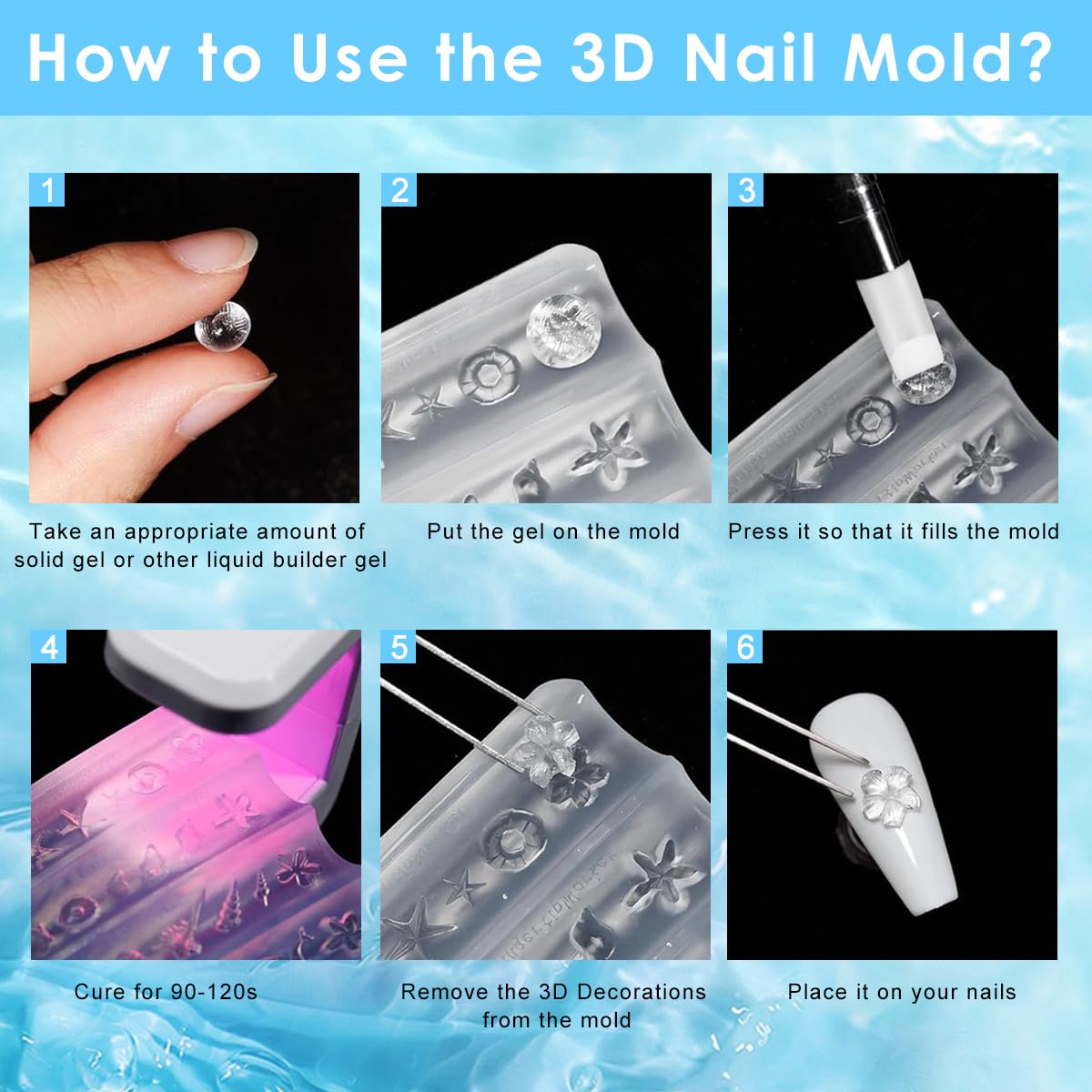 HASTHIP 3D Silicone Nail Molds for Ocean Beach Charms with 36 Designs | DIY Resin Art