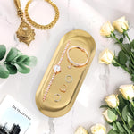 HASTHIP Vanity Trays Set for Bathroom and Jewelry with 2Pcs Golden Stainless Steel | Stylish Home Organizer