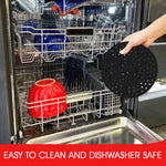 HASTHIP Reusable Silicone Air Fryer Liners for 8 Inch Fryers with Even Heat Holes | 2 Pack Red and Black