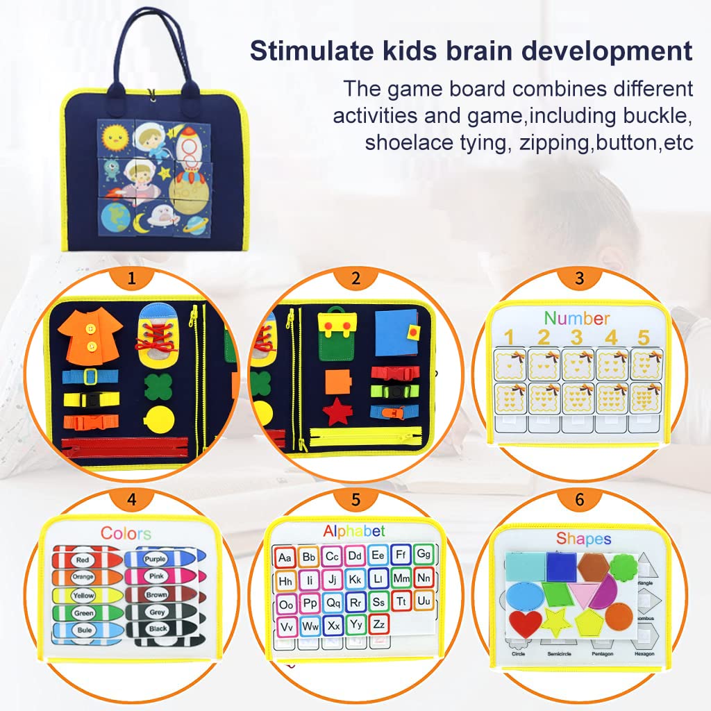 HASTHIP® All in 1 Educational Montessori Toy for 1 to 4 Year Old Kids and Parent Activity for Develop Basic Skill Upgrade Toddler Busy Board and Bag Design for Airplane or Car Travel