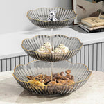 HASTHIP Silicone 3 Tier Dessert Serving Tray for Weddings with Golden Edges and Bear Handle