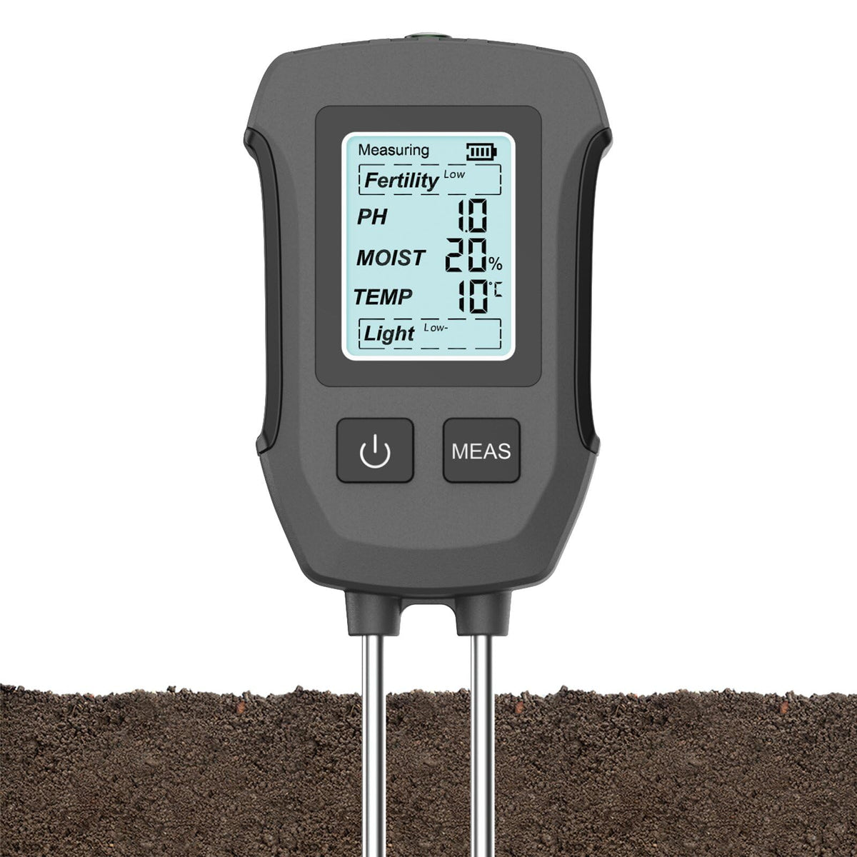 HASTHIP Soil Meter for Fertility Moisture pH Sun Light and Temperature with Dual Probes | LCD Display
