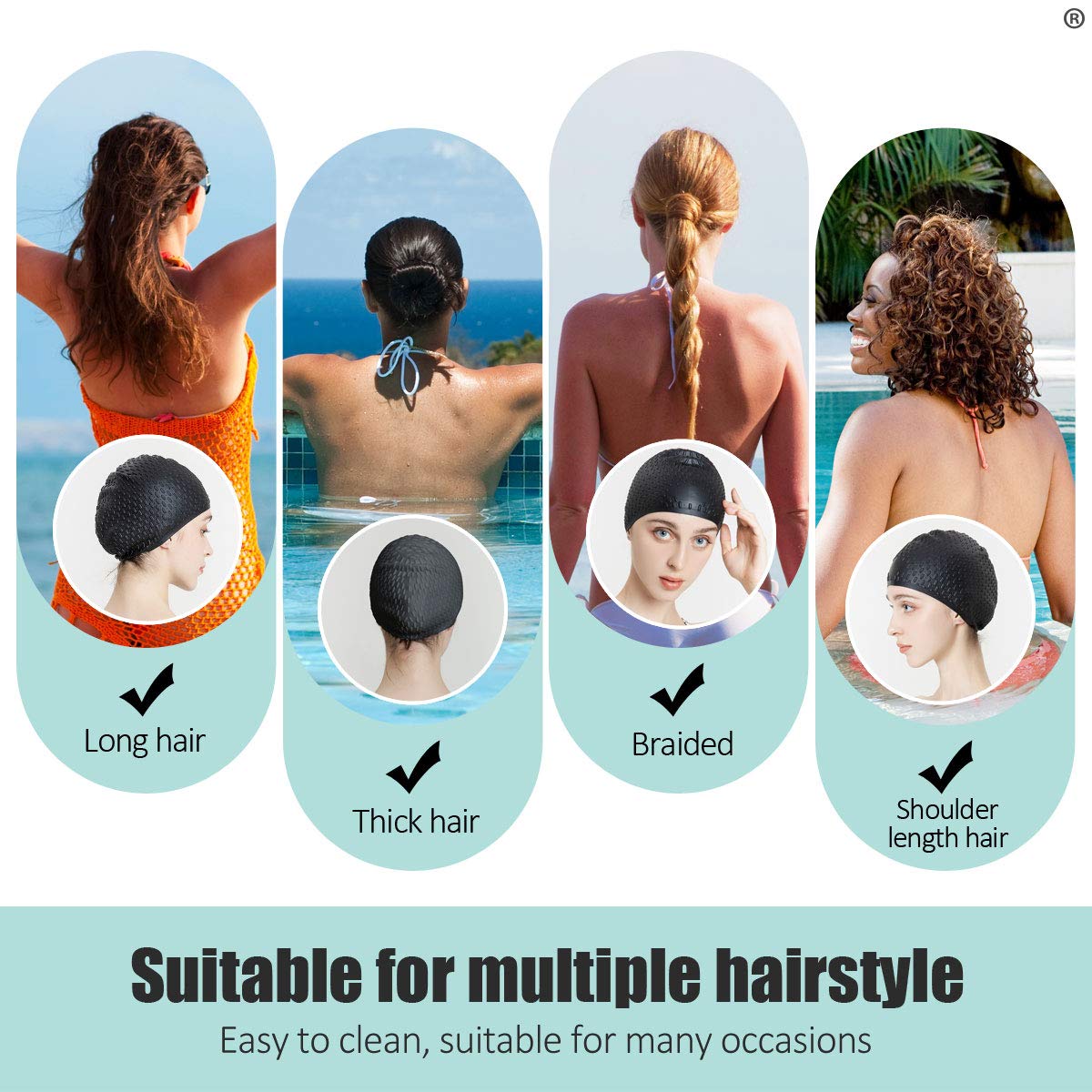 Proberos® Silicone Swim Cap, Bubble Dotted Waterproof Silicone Swimming Cap for Adult Woman and Men, Comfortable Swimming Cap Ideal for All Head Shape, Professional Swimming Gear for Adults