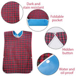 HASTHIP Adult Bibs for Elderly with Waterproof Anti Oil Design 78 x 44cm | Reusable Red Dining Protector