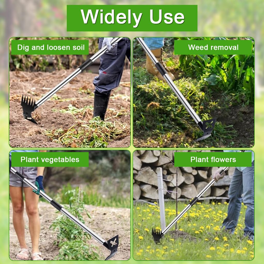 HASTHIP Weeder Tool for Gardening with 1.5m Long Handle and X Cutout Hoe | Stainless Steel