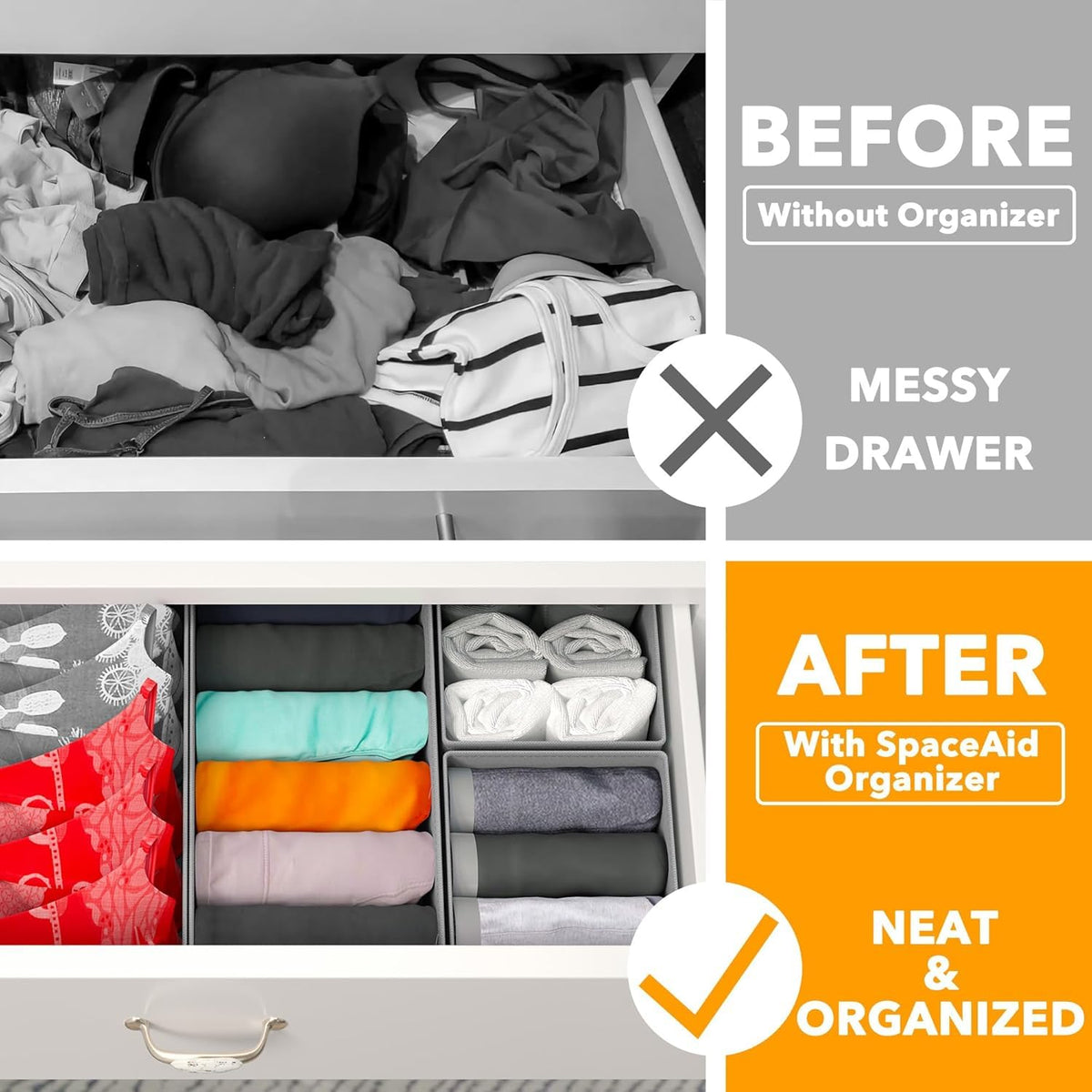 HASTHIP Kleiderschrank Organizer for Clothes with 12 Pack Collapsible Design | Fabric Storage Boxes