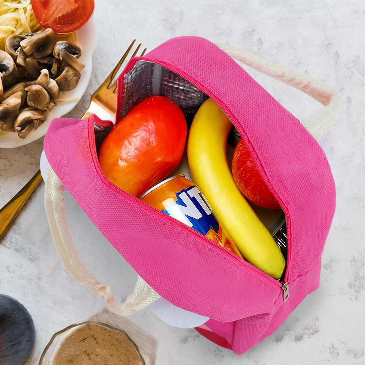 HASTHIP Lunch Bags for Office and School with Thermal Insulation 1 Litre Pink | Reusable Tote