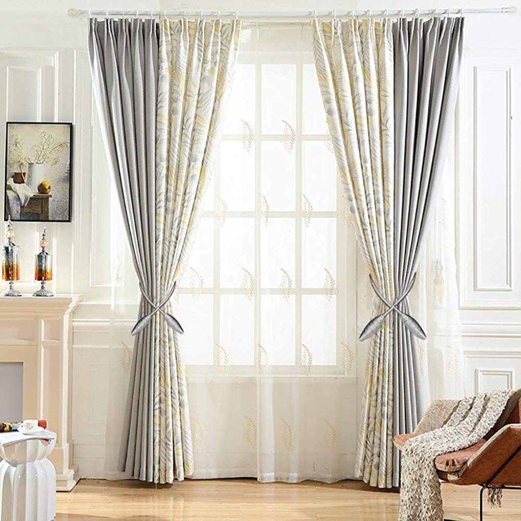 HASTHIP® Polyester Woven, Alloy Curtain Hooks, Free Size, Grey, 4 Pieces