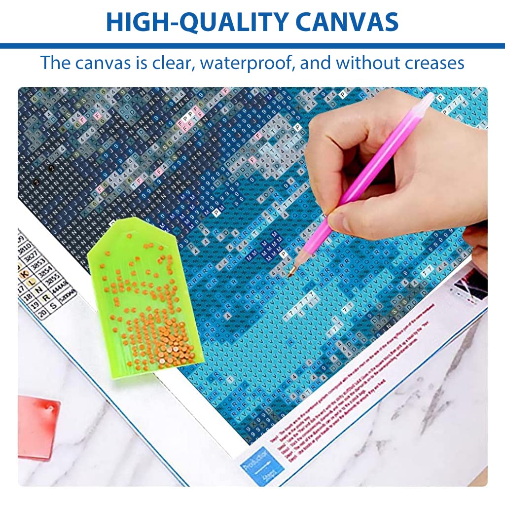 HASTHIP Diamond Painting Kit for Adults with Full Drill Crystal Rhinestones 27.5 x 15.7in | Lake Moon DIY Wall Art Decor