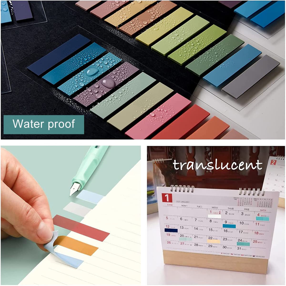 HASTHIP® Sticky Tabs 60 Colors Morandi Sticky 1200pcs Index Tabs Sticky Notes for Notebook, Books, PET Material Page Tabs Sticky Flags File Index Tabs Office Stationery