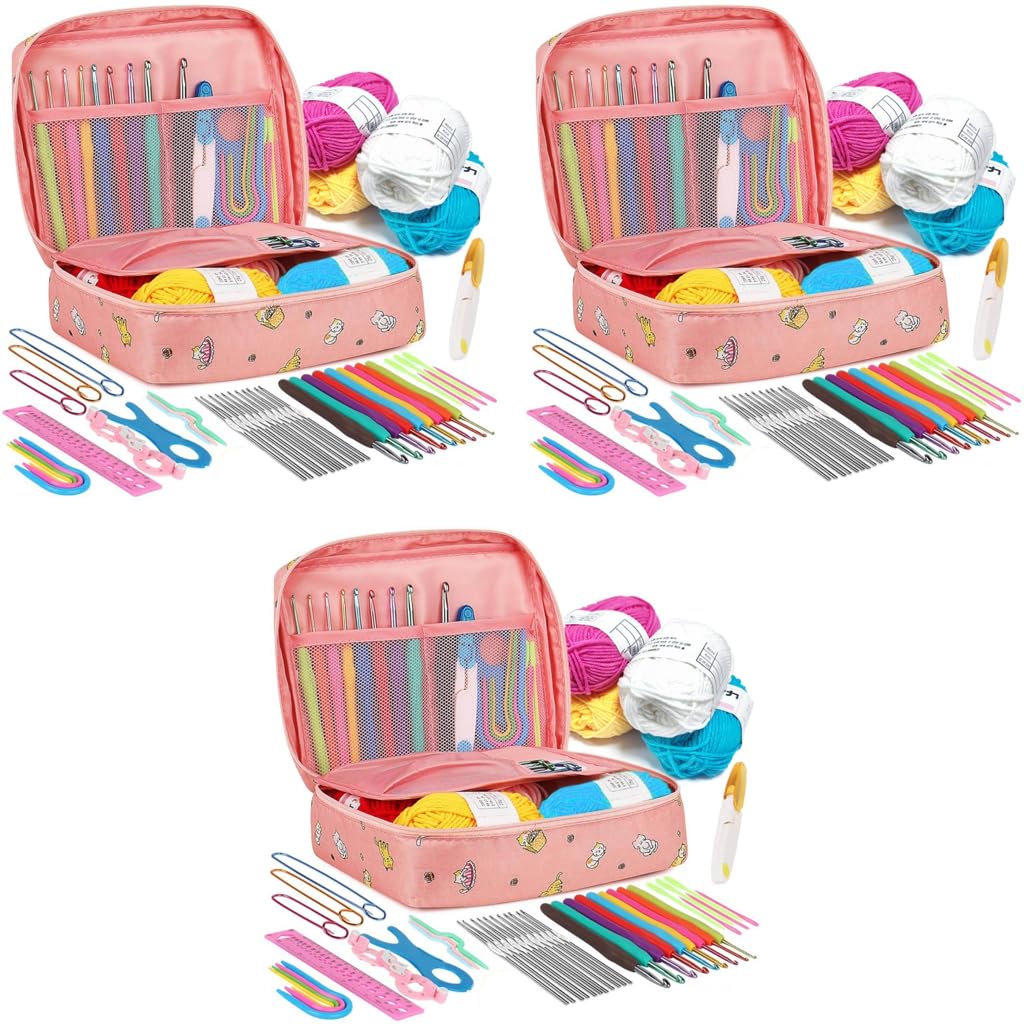 HASTHIP Crochet Hook Set for DIY Crafts with 9 Sizes and Soft Rubber Handles | Storage Bag