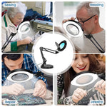 HASTHIP Magnifying Glass for Reading and Craft with 15X 4.2in Glass Lens and Clamp Stand | 5 Color Stepless LED Light