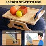 HASTHIP Sofa Armrest Wooden Tray for Work and Relaxing with 360° Rotatable Phone Holder | Eco-Friendly Bamboo Folding Table