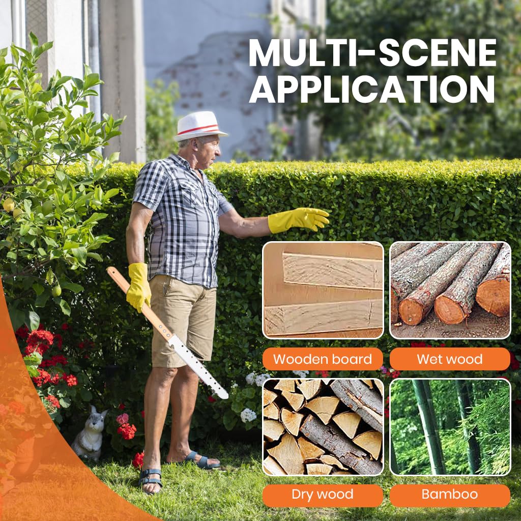 HASTHIP Hand Saw for Gardening with 77cm Double Sided Blade and Wooden Handle | Detachable Screw Fasteners