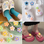 Resin Flowers Shoes Charms for Croc Clog Slides Sandals Decoration, Cute Flower Designer Shoe Charms for Adults Teens Kids DIY Shoe Decoration Charms with Buttons Party Gift