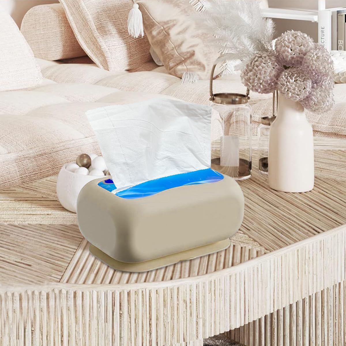 Silicone Tissue Box Strong Suction Cup Tissue Paper Box Desk Tissue Box Wall Mount Tissue Box Under Desk Space Saving Under Desk Tissue Paper Box for Dressing Table, Desk, Office