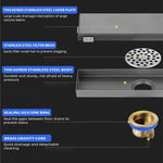 HASTHIP Bathroom Linear Shower Drain 30×8 cm for Modern Showers with Anti Odor System | Stainless Steel Flush Mounted Design