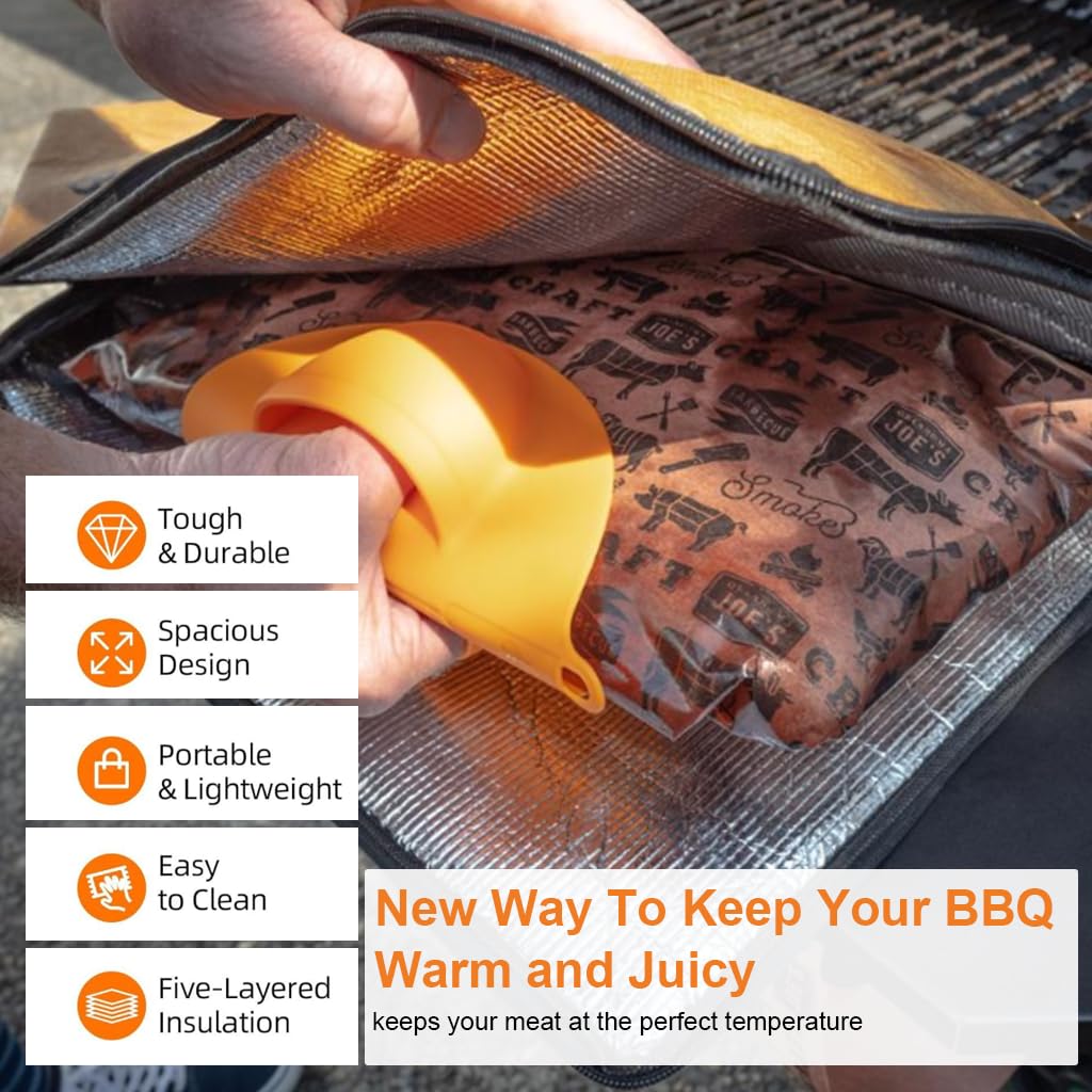 HASTHIP BBQ Meat Insulation Bag for Barbecue and Grilled Foods 15x21 in featuring 4 Layer Thermal Design