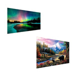 HASTHIP® 5D Diamond Painting Kit Combo, 27.5x15.7 inch Black Bear & Aurora Lake, Full Drill Crystal Rhinestone DIY Arts and Crafts for Home Wall Decor, Journaling, Scrapbooking, Planners