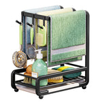 HASTHIP Kitchen Sink Organizer for Countertop Storage with Drainer Panel 24.5 x 14 x 28cm | Carbon Steel Black Rack