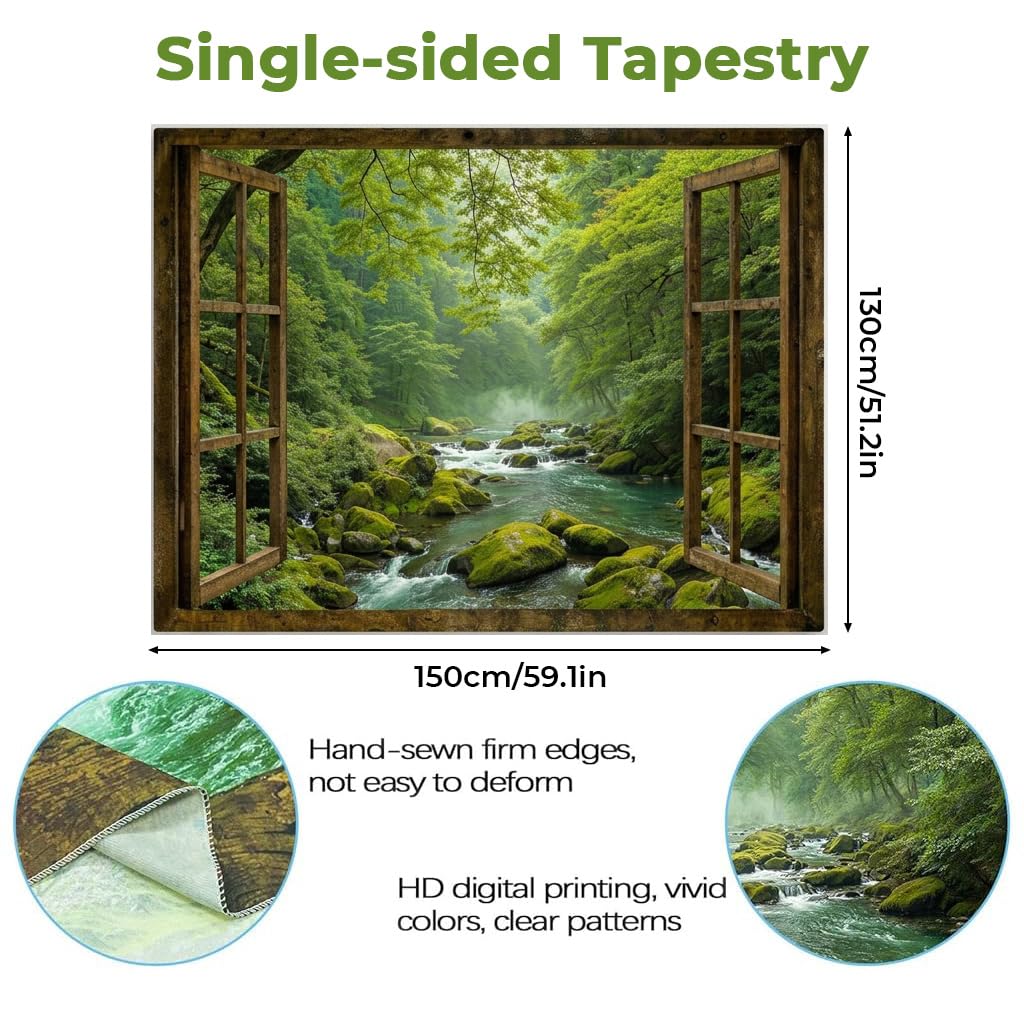 HASTHIP Window Tapestry with Landscape Print for Bedroom & Living Room