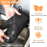 HASTHIP Oven Gloves for Cooking with Anti Slip Palm and Thicken Cotton Padding Black