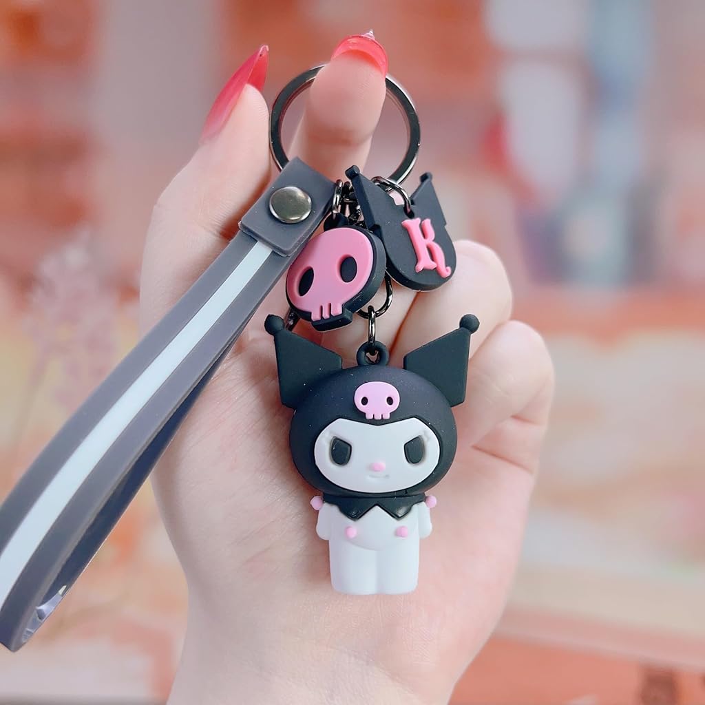 HASTHIP® Kawaii Kuromi Headpieces Gift Set of 9Pcs Kuromi Merchandise Includes Spa Plush Headband, Cartoon Headband, Scrunchy, Beaded Bracelet, Necklaces, Keyring, Stickers, Stationeries Pouch.