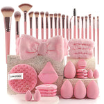 HASTHIP® Makeup Brush Tool Set Synthetic Foundation Powder Concealers Eye shadows Blush Makeup Brushes (Pink, 40Pcs Set) - Pink