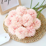 HASTHIP Artificial Chrysanthemum Flowers for Table Decor featuring 10pcs 9in Pink Fabric Bouquet
