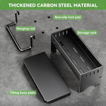 HASTHIP Metal Sponge Holder for Kitchen Sink with Water Guiding Panel & Towel Bar | 30.5x9.6x9 cm Stainless Steel Organizer