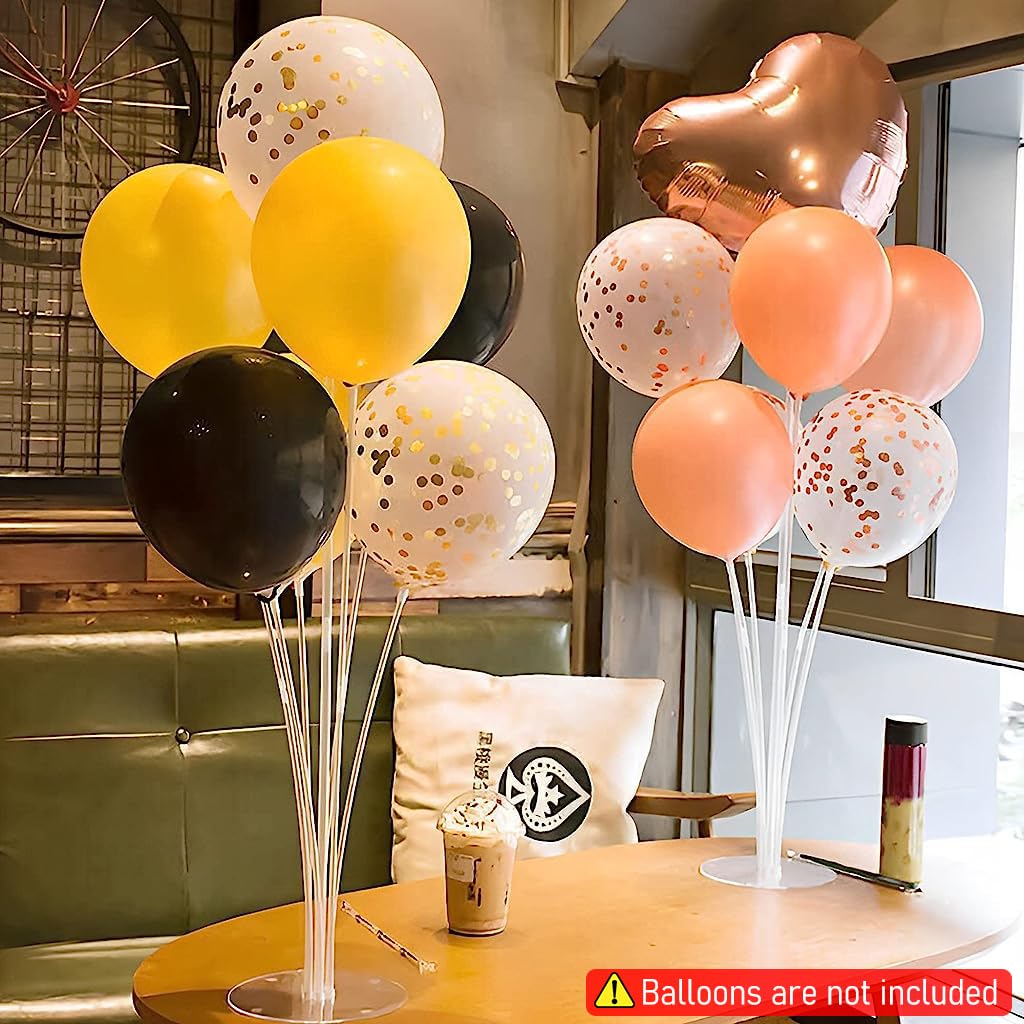HASTHIP Balloon Stand Set for Table Decorations featuring 6PCS Bases and 42 Sticks | Includes Dot Stickers