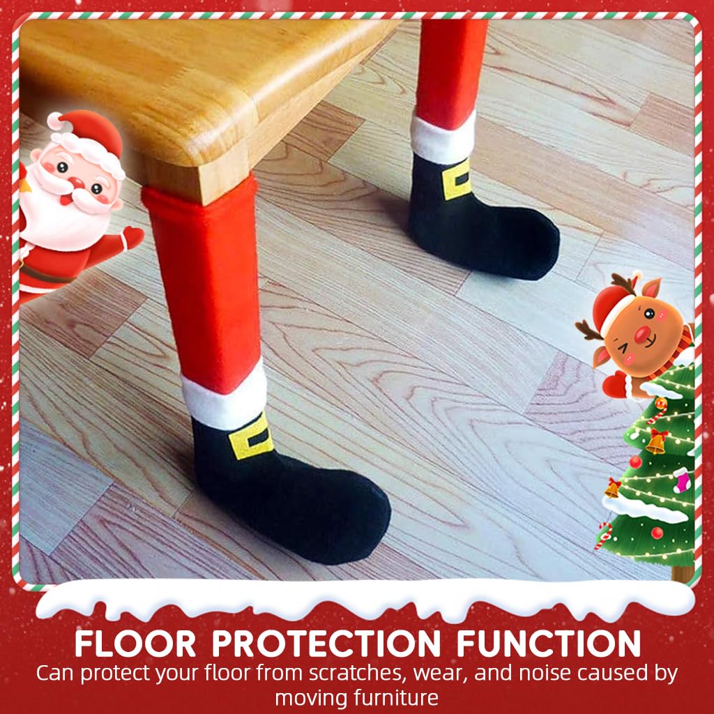 HASTHIP Christmas Chair Leg Covers 4PCS for Dining Room Furniture | 24cm x 20cm Non Slip Socks