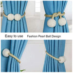 HASTHIP Magnetic Curtain Tiebacks for Bedroom featuring Strong Magnet and Pearl Design | 2PCS White
