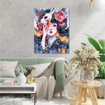 HASTHIP Paint by Number Kit for Japanese Courtesan Art with Acrylic Paints 15.7x20 in Canvas | Ideal DIY Gift and Wall Decor