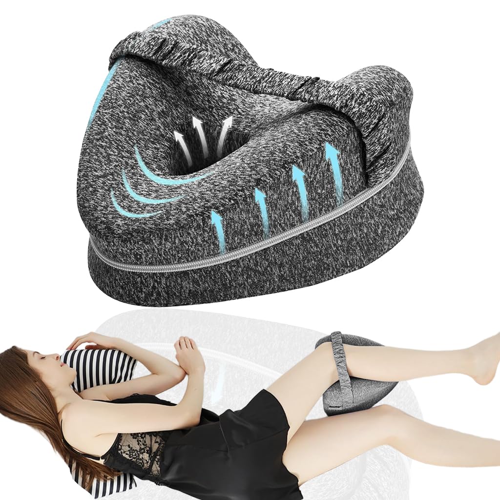 HASTHIP Cotton Knee Pillow for Side Sleepers with Ergonomic Contoured Shape and Washable Cover