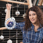 HASTHIP Evil Eye Hanging for Home Entrance featuring 17 in Macramé Ring & Blue Resin Charm