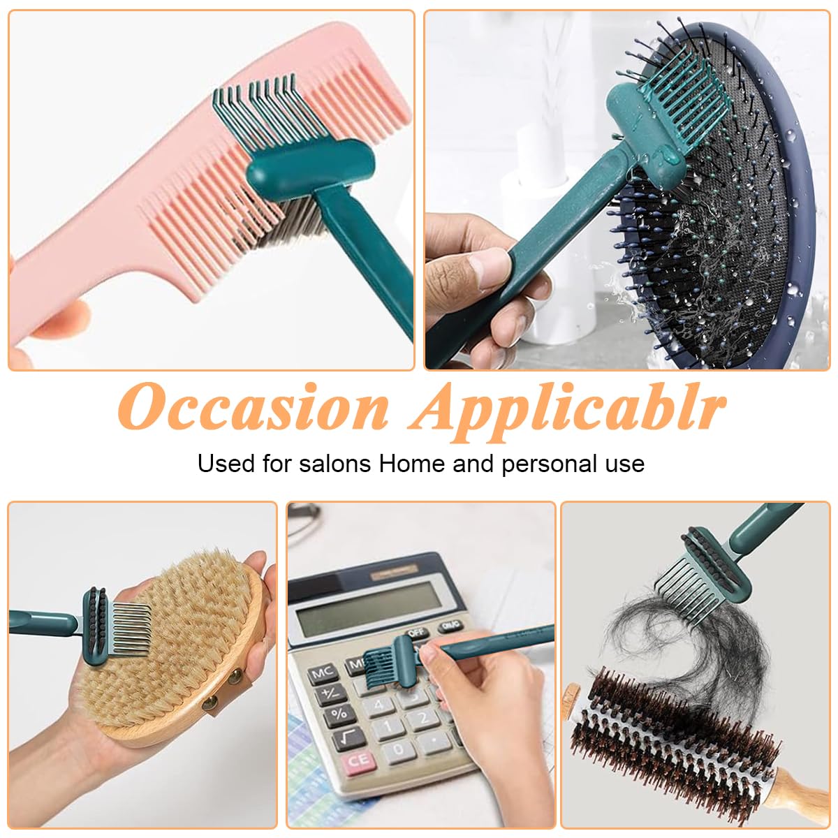 HASTHIP Hair Brush Cleaning Tool with 10 Teeth Rake and Small Brush | 2 PCS Plastic Cleaner