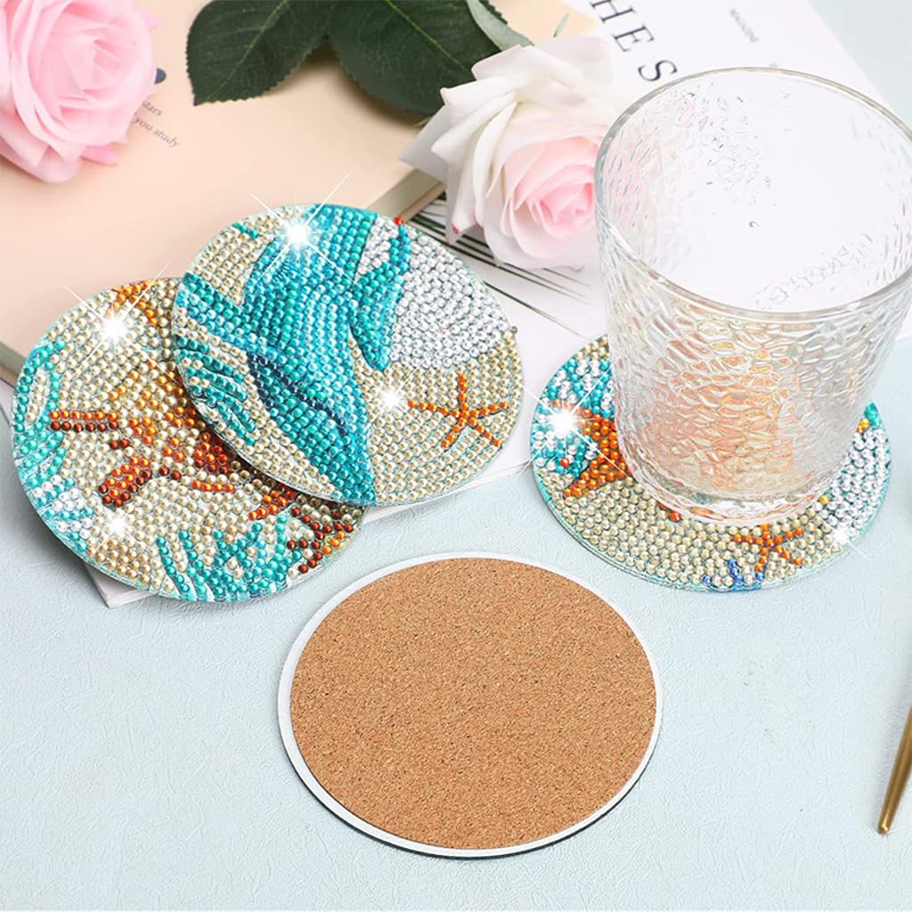 HASTHIP Diamond Art Coasters for DIY Mandala Painting with Holder 8 Pcs Acrylic Set | Fun Gift for Beginners