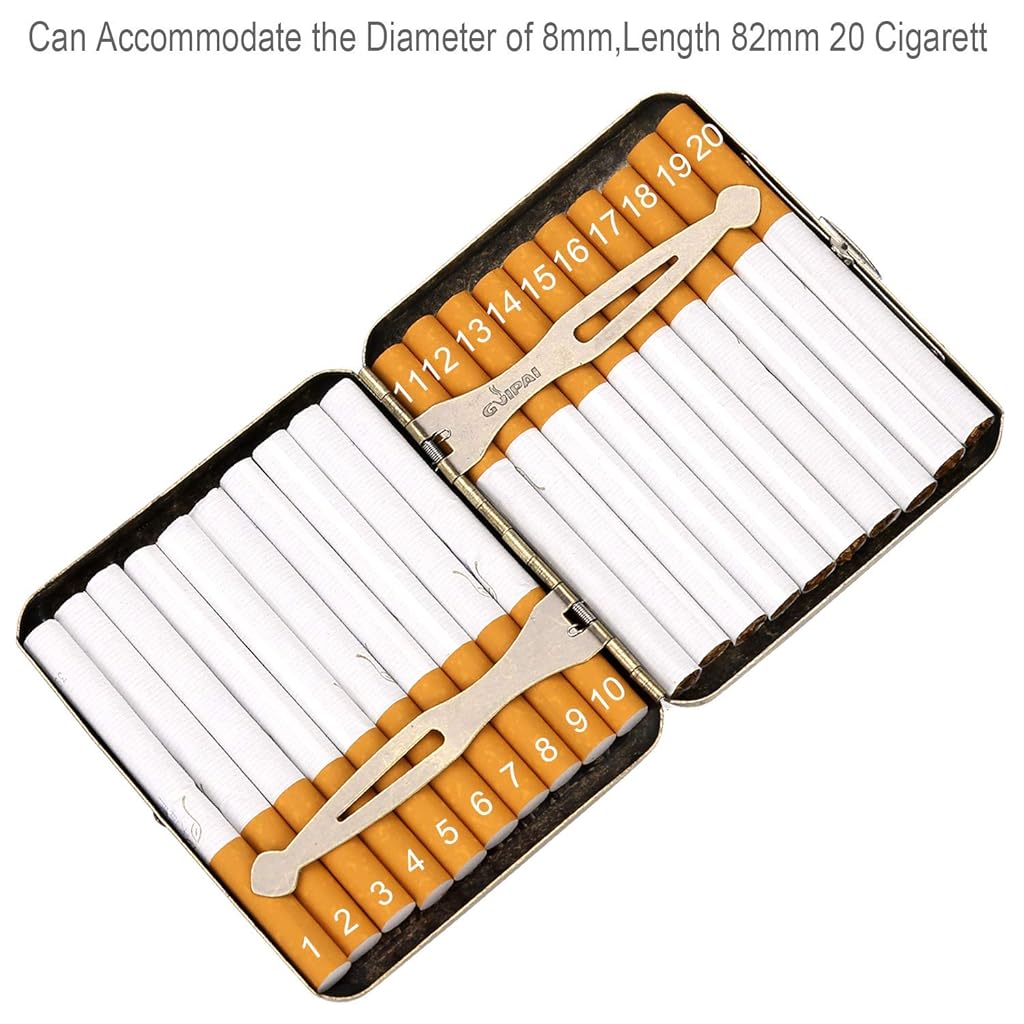 HASTHIP® 1 Piece Retro Cigarette Case with Gift Box Portable Cigarette Box for 20 Cigarettes Elegant Cigarette Box (Grass) Gifts for Men (Bronze, 9.5x8.4cm)