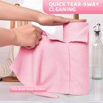 HASTHIP Microfiber Cleaning Cloth for Kitchen with Pre Cut Tear Away Design 15 Count 25x60cm Pink