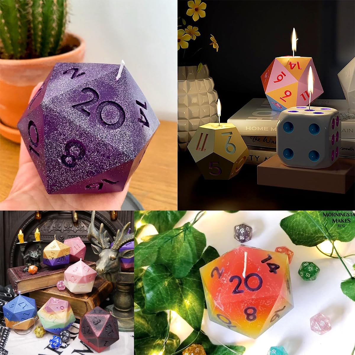 HASTHIP® Dice Mold Silicone Mold for Multi-Faceted Dice D20 Dice Silicone Molds for DIY Multi-Faceted Dice Dragons and Dungeons Tabletop RPG Gaming Dice Roller Game, Epoxy Resin Mold