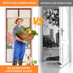 HASTHIP Screen Magnetic Mosquito Net for Door 39.37x 82.68 in with Auto Close Magnets | Coffee Patchwork Polyester Mesh Curtain
