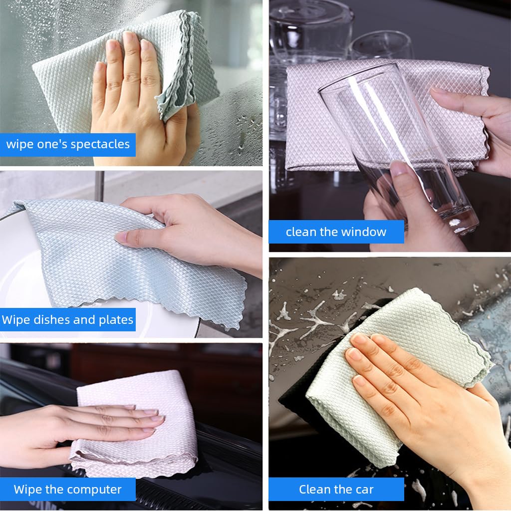 HASTHIP Kitchen Dish Cloth for Wet and Dry Cleaning with Streak-Free Polyester | Pack of 10 25x25cm Reusable Cloths