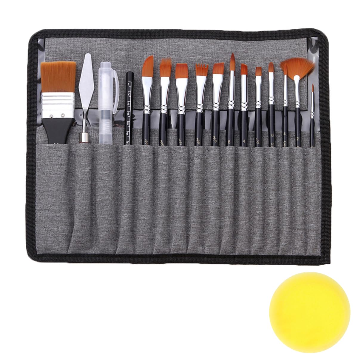 HASTHIP Artist Paint Brush Set for Acrylic and Oil Painting with 16pcs Nylon Bristles | Brush Storage Bag for Beginners and Professionals