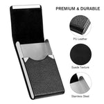 HASTHIP® Tarjetero de Piel para Hombre y Mujer,Tarjetero de Metal con Bloqueo RFID,Cierre Magnético Funda Compacta para Tarjetas Visita Crédito e Identificación - Negro (20 Tarjetas