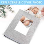 HASTHIP Photo Album for Family Memories with 72 Pockets featuring Clear Cover Window | 6 in Flax Cloth Hardcover 12x16.5cm