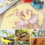 8Pcs Dinosaur Cookie Cutters Set Stainless Steel Cookie Cutter Mold Fruit Slice Mold Cake Molds for DIY, Kitchen, Baking, Kids Dinosaur Theme Birthday Party Supplies Favors