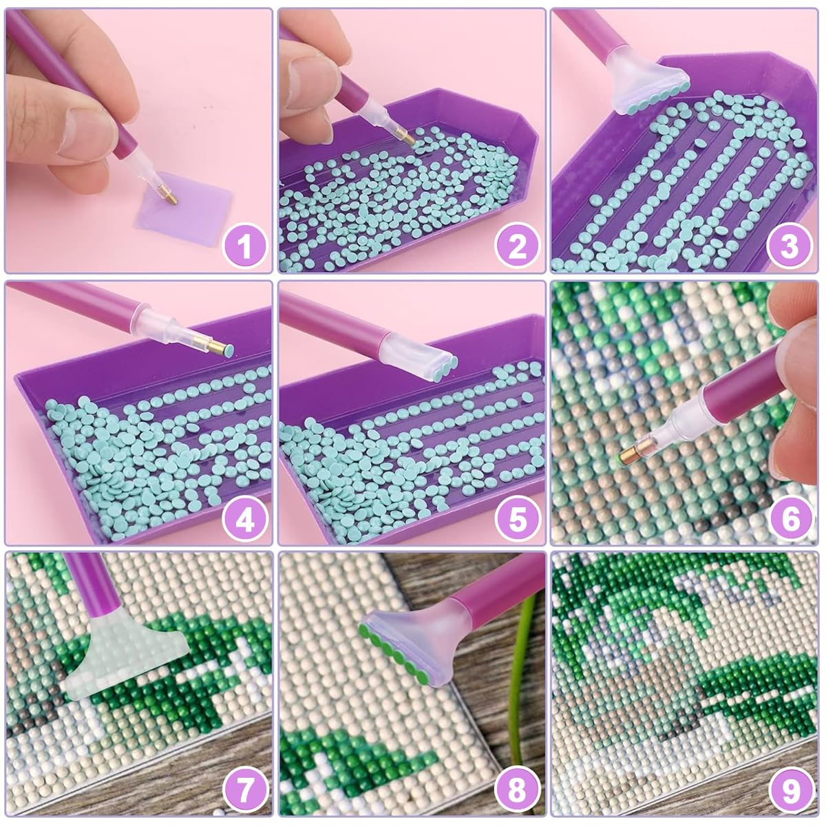 HASTHIP Diamond Painting Tools Kit for DIY Art with 46PCS and 28-Grid Organizer | Removable Shell Design