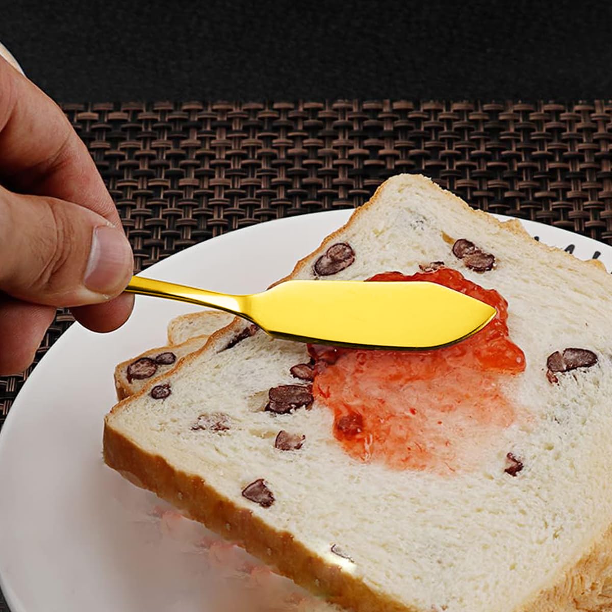 HASTHIP Cake Server Set for Birthdays with 2 in 1 Serrated Cutter and 5Pcs Forks Golden