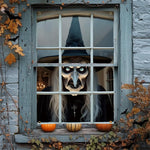 HASTHIP Halloween Window Cover for Haunted Houses with 80x120cm Witch Face Banner | Indoor and Outdoor Scary Decoration